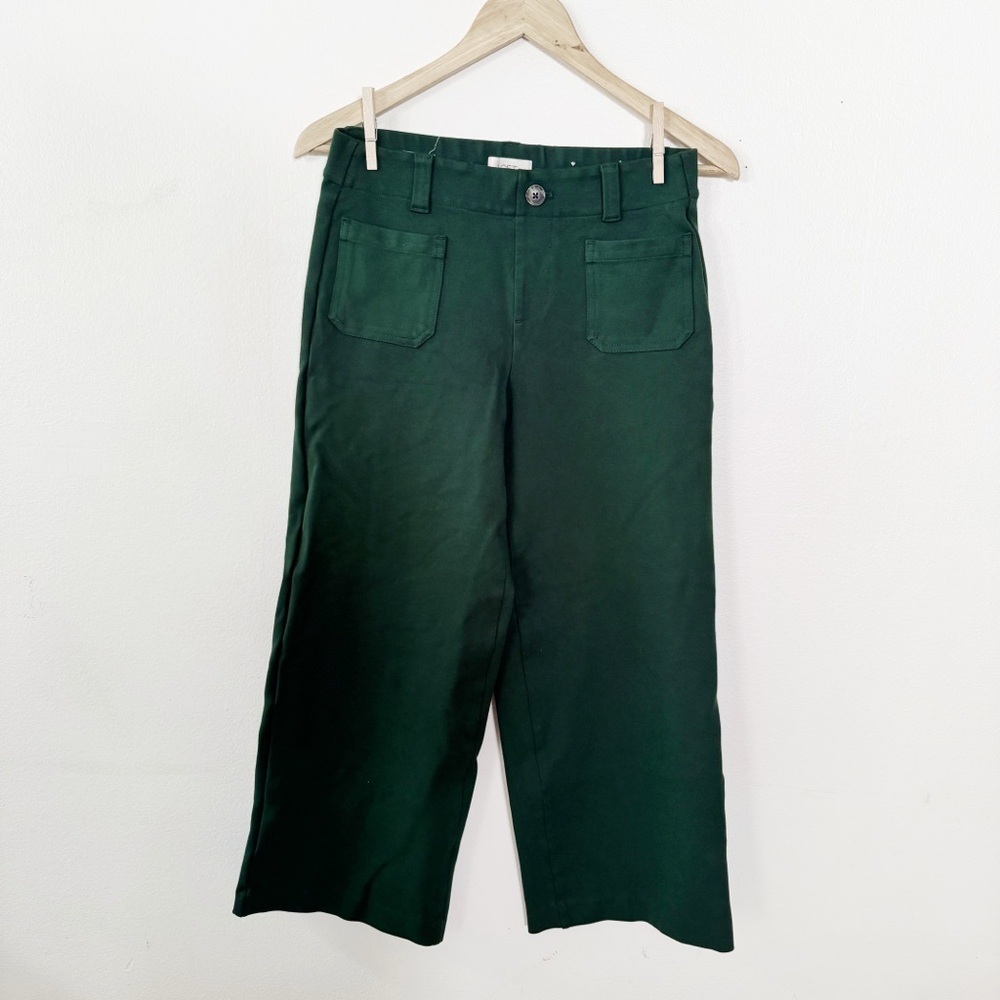 LOFT Deep Green Wide-Leg Cropped Trousers XS